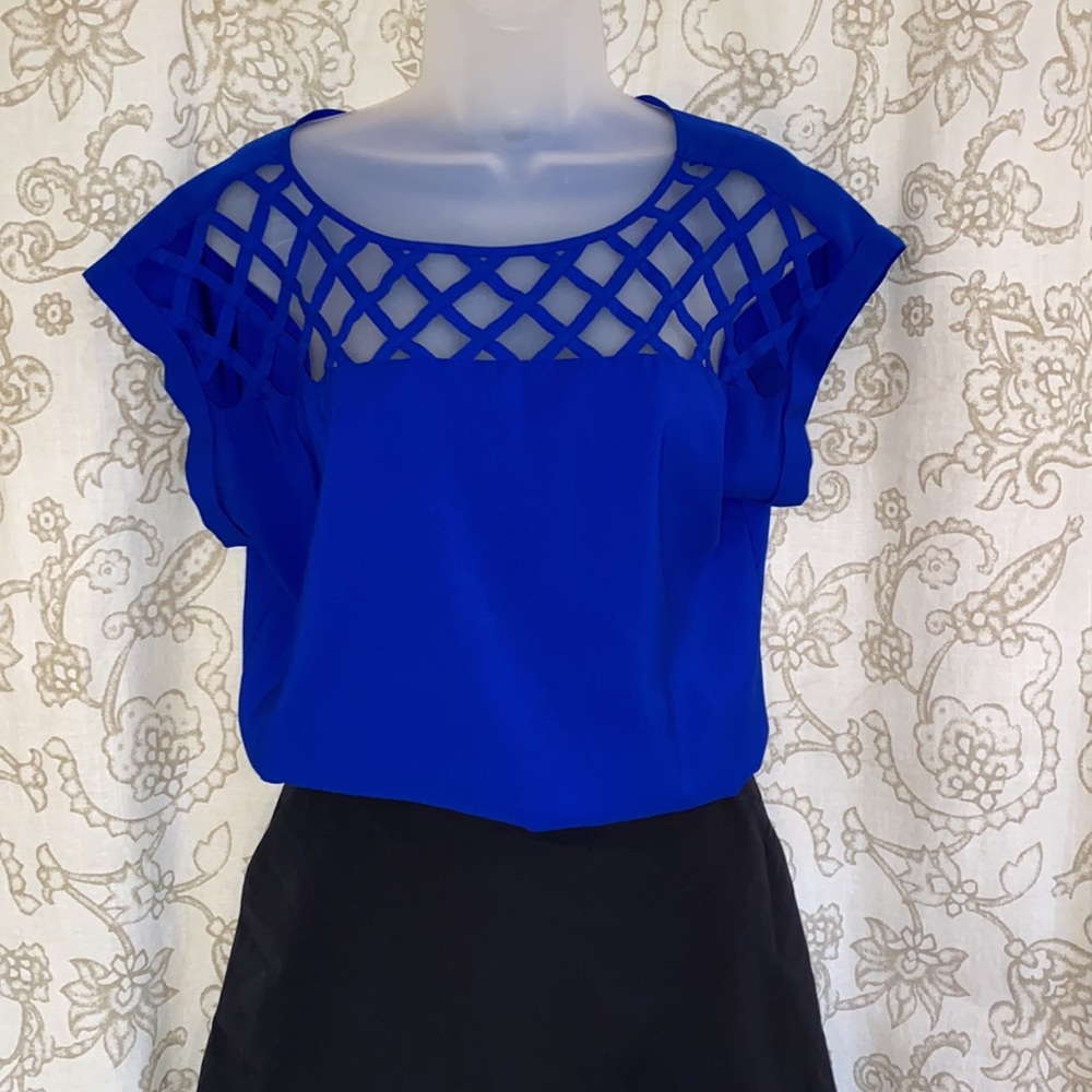Royal Blue Short Sleeve Blouse M